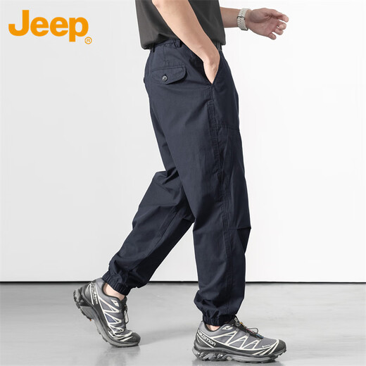 JEEP Jeep overalls men's spring and autumn casual pants American pure cotton leggings long pants men's navy blue XL