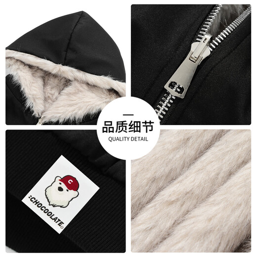 CHOCOOLATE it Mountain Carving Jacket Men's 2025 Winter Trendy Brand Reversible American Retro Black Jacket Black M Recommended 105Jin Jin is equal to 0.5kg -130Jin Jin is equal to 0.5kg