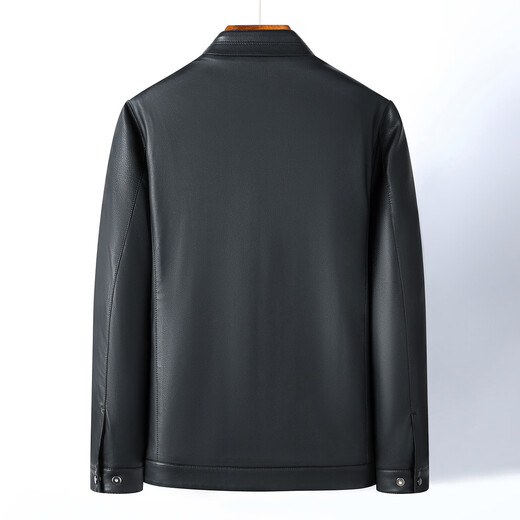 Rich PU leather & velvet thickened winter middle-aged business stand-up collar casual leather jacket jacket men's leather jacket