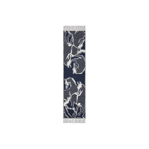 Hermes (HERMES) 26th new model Dance of the Horse cashmere tasseled Year of the Horse scarf same style for men and women New Year gift navy blue H393576T-01
