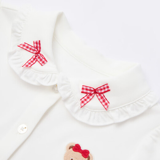 PawinPaw Xiongbaomian cartoon bear children's clothing 26 years new baby girl lapel shirt loose Ivory ivory/39 90