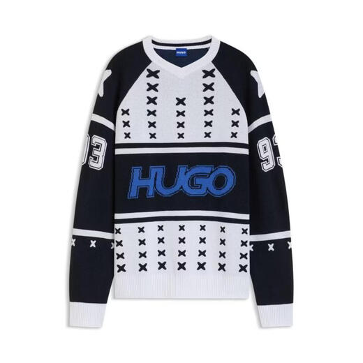 BOSS men's sweatshirt warm and comfortable cotton blend knitted casual daily sweater sports white one size |