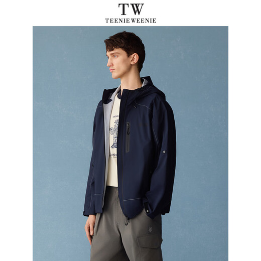 Teenie Weenie Bear Men's Wear 2026 Spring and Summer Windbreaker Men's Windproof Breathable Zipper Hooded Stand Collar Casual Sweater Jacket Navy S