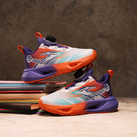 Guirenniao children's shoes 2026 new spring mesh breathable lightweight sports shoes for boys and girls running shoes children's shoes orange purple 29 inner length 18.2/foot length 17.2