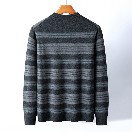 Rich 310G Cashmere & Sheep Wool Sweater Winter Men's Striped Warm Round Neck Wool Sweater Men's Knitted Sweater