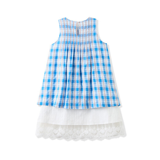 ASK JUNIOR children's clothing children's skirt summer dress girls plaid contrast lace splicing dress sundress plaid