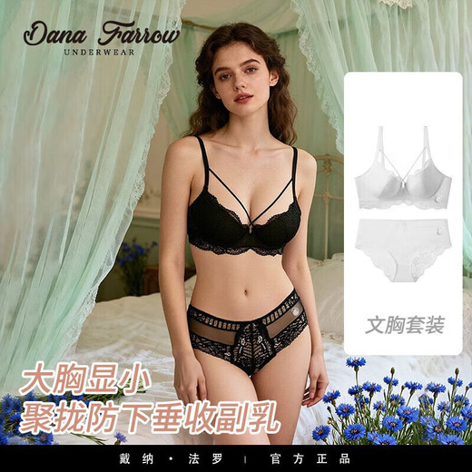 DANA FARROW brand new sexy underwear for women with big breasts, small and thin, push-up anti-sagging, secondary breast push-up, large size bra set, pink - set 70A, one size fits all