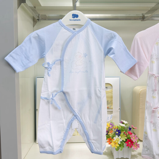 The same style of newborn long-sleeved thin jumpsuit at Liyinfang Mall, infant and toddler home clothes, underwear, lace-up rompers, blue pure cotton thin 52cm/newborn