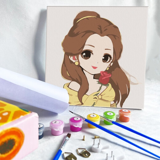 diy数字油画卡通儿童动漫玉桂狗手工填色手绘丙烯油彩画小尺寸 WT831 20*20cm/实木内框+颜料+画笔