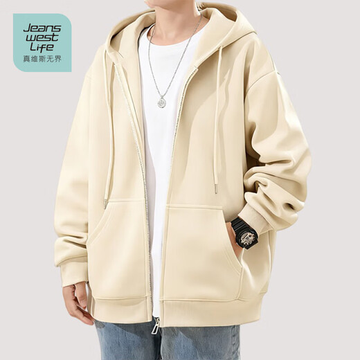JEANSWEST LIFE Jeans West sweatshirt men's cardigan hooded jacket spring and autumn thick breathable zipper top teenagers street fashion clothes