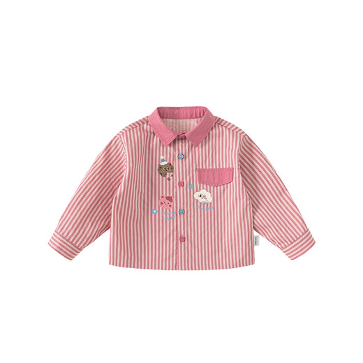 INSBOBO Girls' Shirts 2026 Spring New Children's Shirts Girls Good-looking Western Tops Clothes Spring Clothes Pink Stripes 80