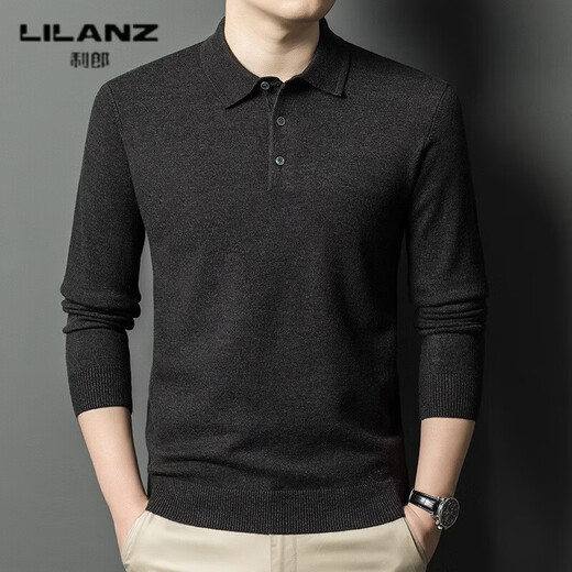 LILANZ winter new style lapel loose men's woolen sweater fashionable business long-sleeved middle-aged large size knitted sweater for men Haqing 14XL (115)