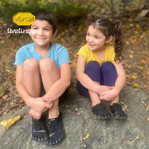 Vibram's new children's five-toed shoes, fitness training, running, barefoot walking posture improvement, five-toed shoes, black 29