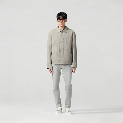 VICUTU Elegant Sports Men's Jacket Tencel Linen Blended Comfortable Skin Friendly Business Commuting Casual Versatile Jacket Khaki M