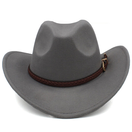 Shijanu large head circumference adjustable spring, autumn and winter woolen riding western cowboy hat for men and women, parent-child style, black (without windproof rope) large head circumference (60-61CM)