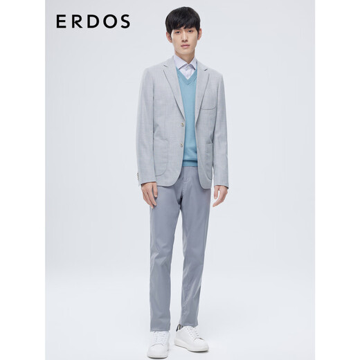 ERDOS Spring and Summer Urban Lightweight Series Bicycle Suit Men's Suit Single Breasted Jacket Wool Light Gray XL 180/100A