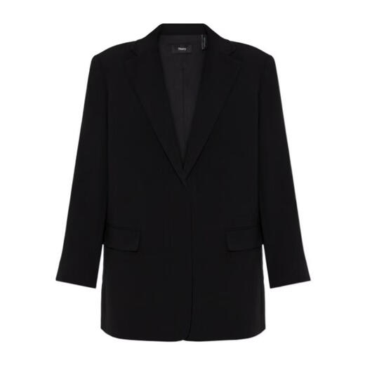 THEORY Xierrui Women's Suit Commuting Versatile Long Sleeve Lapel Workplace Daily Jacket Simple Black One Size |P/S