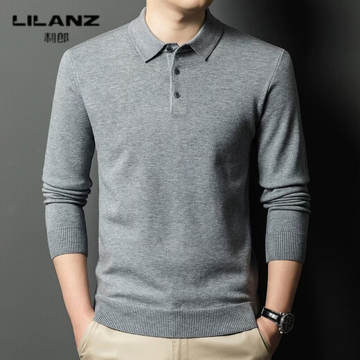 LILANZ winter new style lapel loose men's woolen sweater fashionable business long-sleeved middle-aged large size knitted sweater for men Haqing 14XL (115)