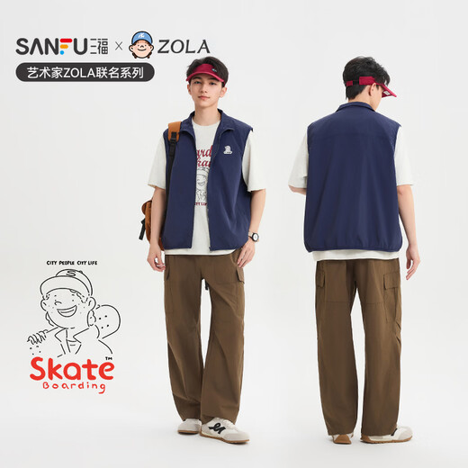 Sanfu (SANFU) ZOLA co-branded Sanfu 2026 Summer Men's Loose Plaid Lapel Vest 520992 Blue M