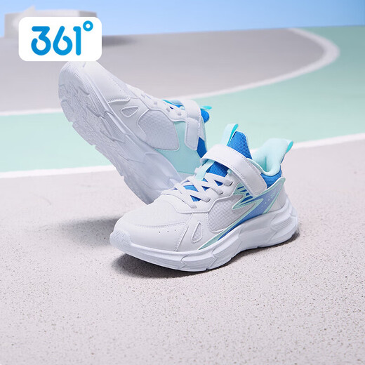 361 361 degree children's shoes, girls' sports shoes, children's shoes, new medium and large children's girls' mesh breathable boys' running shoes, light blue/361 degree white/eternal blue, size 33