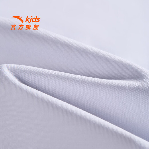 ANTA Children's Girls' Middle and Large Children's Knitted Short-Sleeved Shirt 2026 Summer New Breathable and Skin-Friendly Girls' Versatile Round Neck T-shirt Pure White-1 130