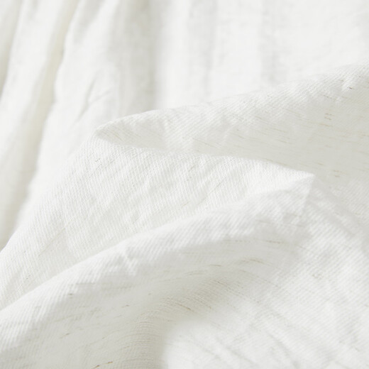 Dialogue (DUIBAI) linen blended white short-sleeved shirt for women 2026 summer new style commuting loose light and breathable shirt top Moonlight White M