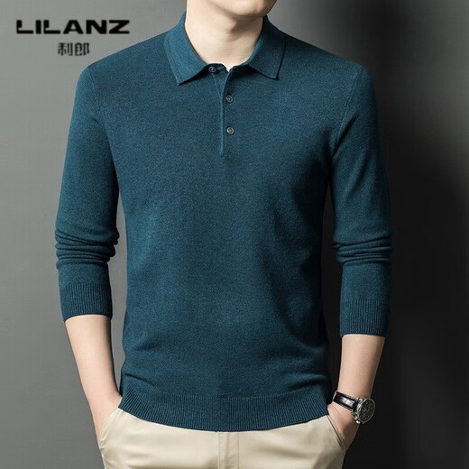 LILANZ winter new style lapel loose men's woolen sweater fashionable business long-sleeved middle-aged large size knitted sweater for men Haqing 14XL (115)