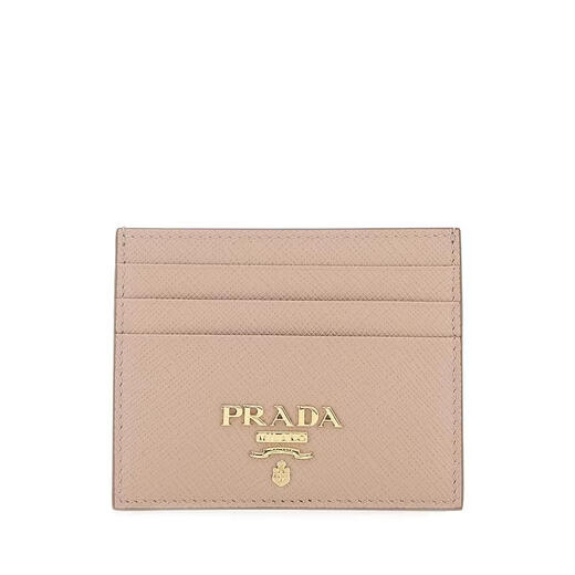 PRADA women's card holder, multi-card storage, portable business card storage, non-slip laminated calfskin light color pattern TU