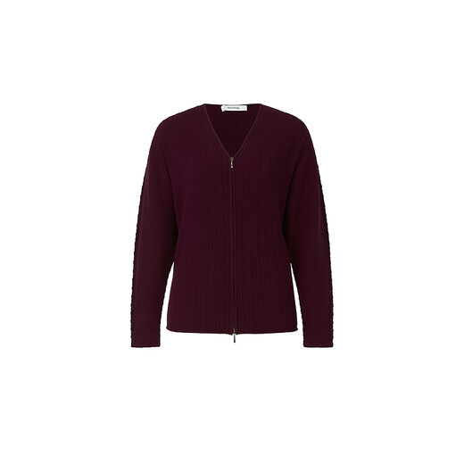 Marisfrolg Strong Twisted Wool Marisfrol 2026 Spring New Burgundy Bat Sleeve Dark Striped Knitted Cardigan Burgundy 2XL