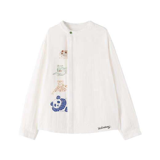 Lin Lin Tang Chinese cotton shirt 26 spring boys and girls shirt classic children's long-sleeved shirt parent-child tops Baiyu jump beads one size 110cm