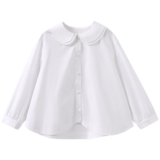 Hacikis children's clothing spring and autumn cotton white shirt children's tops doll collar loose long-sleeved shirt girls spring clothing 2026 new style