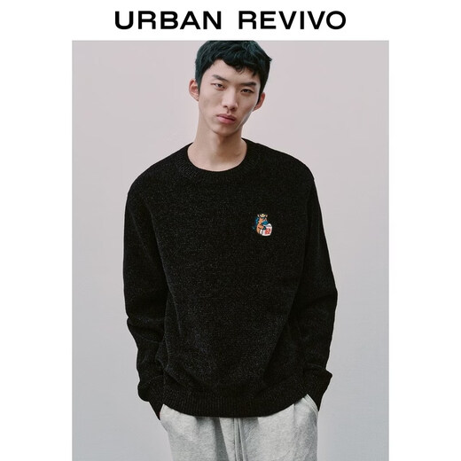 UR2026 Spring New Men's New Year Prosperity Pony Embroidered Sweater Zodiac Year Red Knitted Sweater UUY960002 Black S