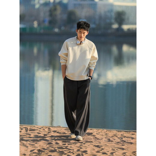 ACTUP Lu Xiaohu 390g heavyweight round neck long-sleeved sweatshirt for boys spring knitted inner simple couple top Gardenia White L 175/92A