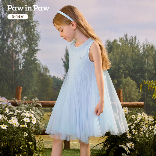 PawinPaw Cartoon Bear Children's Clothing 26th Summer New Girls Mesh Dress Yellow/30 120