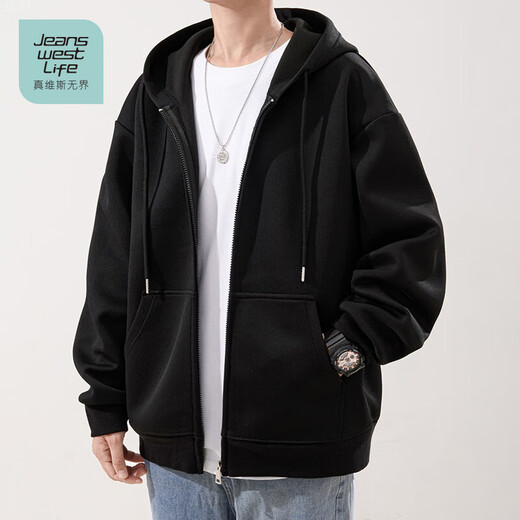 JEANSWEST LIFE Jeans West sweatshirt men's cardigan hooded jacket spring and autumn thick breathable zipper top teenagers street fashion clothes
