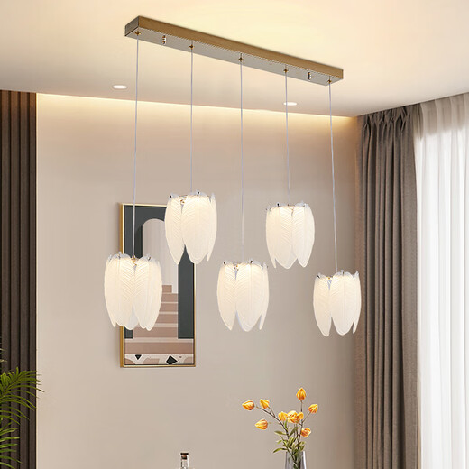 XMSJ Cream Style Light Luxury Living Room Master Light Bedroom Light French Feather Crystal Restaurant Creative Lamp 2024 New Chandelier Light Source Ra9710 Head Three Color Light
