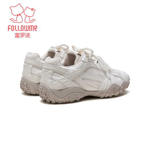 Fuluomi Spring and Autumn Girls Sweet Bow Casual Shoes Campus Versatile Moral Training Shoes Beige 35