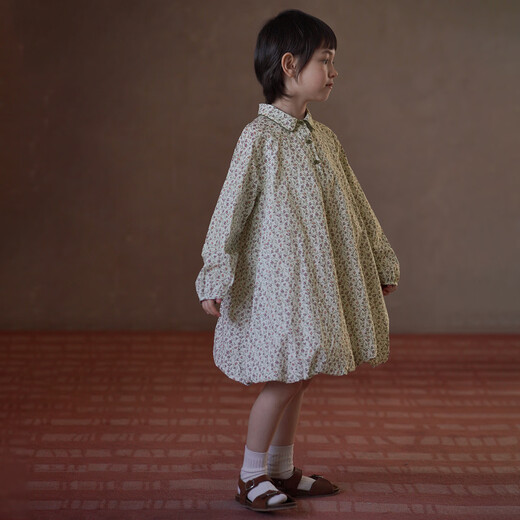 Haqi children's clothing children's skirt pastoral floral long-sleeved dress girls mid-length skirt baby flower bud skirt 2026 new style floral 110