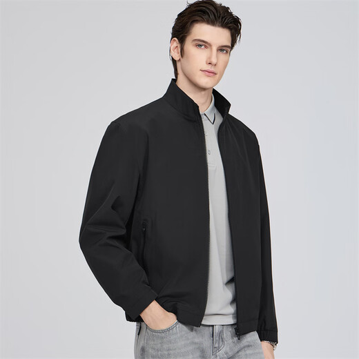 Dances with Wolves Executive Jacket Men's 26 Spring New Loose Commuting Coach Jacket Stand Collar Harrington Textured Jacket Black S (165)