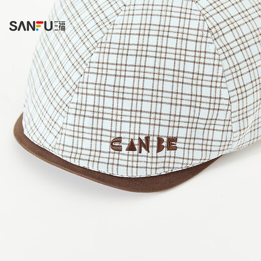Sanfu (SANFU) small plaid six-piece beret forward hat retro literary and artistic clothing accessories hat 519257 blue one size