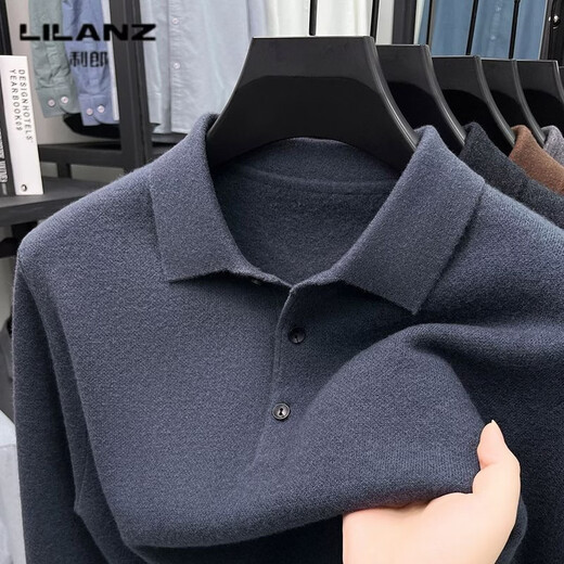 LILANZ 100% pure wool sweater winter thickened warm knitted sweater daddy loose casual solid color long-sleeved t dark gray 98631 thickened 3XL (56) recommended weight 175-190Jin Jin equals 0.5 kg