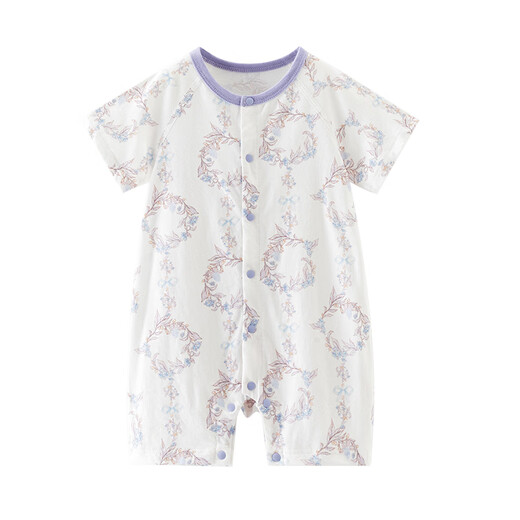 Happy Bear baby short-sleeved jumpsuit summer pure cotton baby clothes children's home underwear, fresh and breathable 73cm