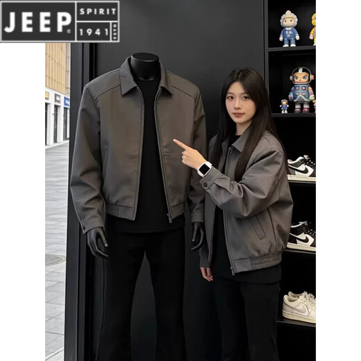 JEEP SPIRIT Gray Shoulder Padded Executive Jacket Men's Spring Style American Clenfit Short Boxy Shoulder Lapel Jacket Gray Upgrade 90 Buyers' Choice M 105-120Jin Jin equals 0.5 kg