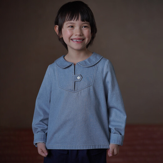 Hacikis children's clothing spring and autumn children's denim tops skin-friendly cotton doll collar shirt girls shirt girls 2026 spring clothing