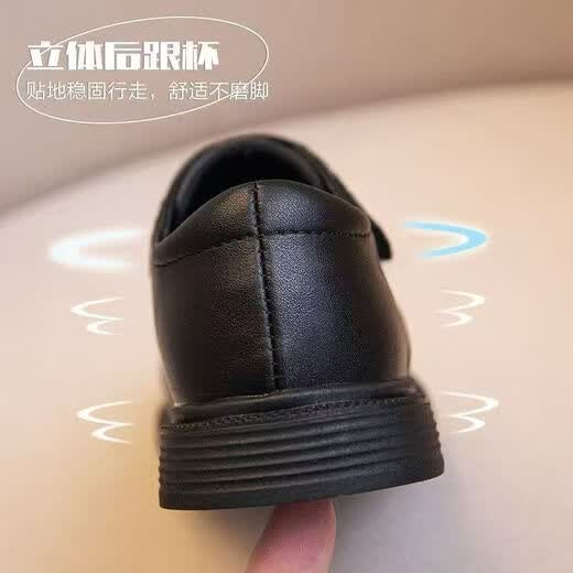 G.duck Little Yellow Duck Boys' Small Leather Shoes Soft Sole Children's Black British Style Primary School Students Autumn and Winter Breathable Performance Shoes for Middle and Large Children Black 26 Shoe Inner Length 16CM