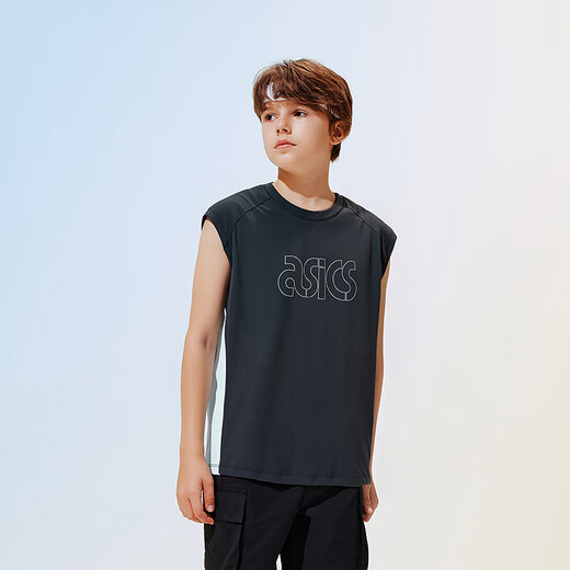 ASICS children's 26-year-old fast moisture-absorbent and quick-drying sleeveless loose T-shirt is lightweight, cool, sporty and breathable 5003 navy blue 120 cm