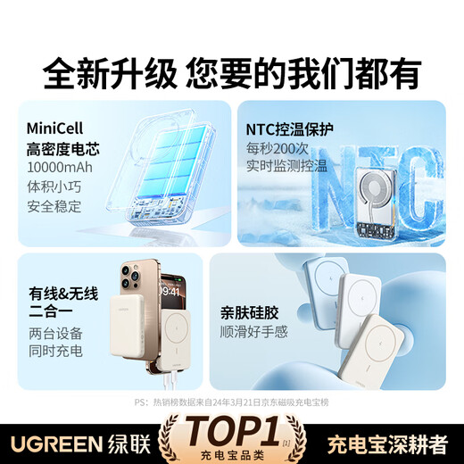 Greenlink 3C certified aircraft magnetic wireless power bank 10000/20000 mAh 20W/30W fast charging supports Magsafe charging suitable for Apple 17 Huawei Xiaomi star same model 1W mAh strong magnetic adsorption