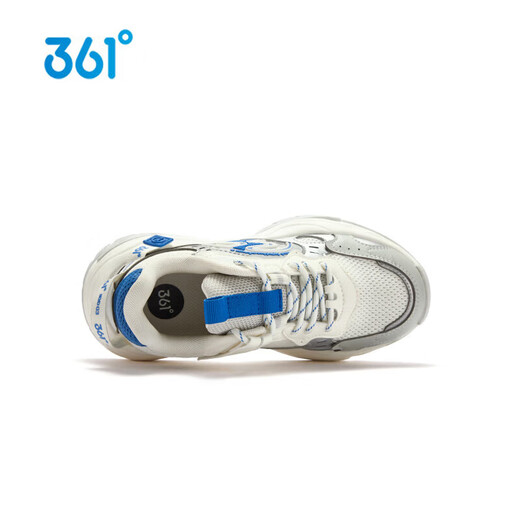 361 Shopping Mall Same Style Children's Shoes Boys Casual Shoes 2026 Spring New Velcro Cushioning Sports Shoes for Middle and Large Children Feather White/Aqua Clear Gray/Mediterranean Blue Size 35