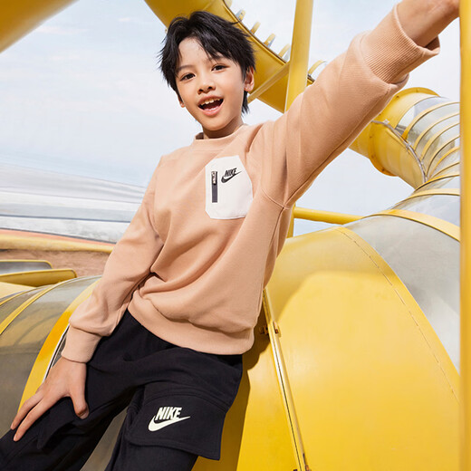 Nike toddler thin velvet lining overalls trousers spring new boys functional style woven comfortable NIKE IU5327 010 black 110 XS