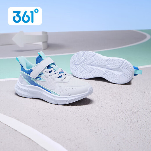 361 361 degree children's shoes, girls' sports shoes, children's shoes, new medium and large children's girls' mesh breathable boys' running shoes, light blue/361 degree white/eternal blue, size 33